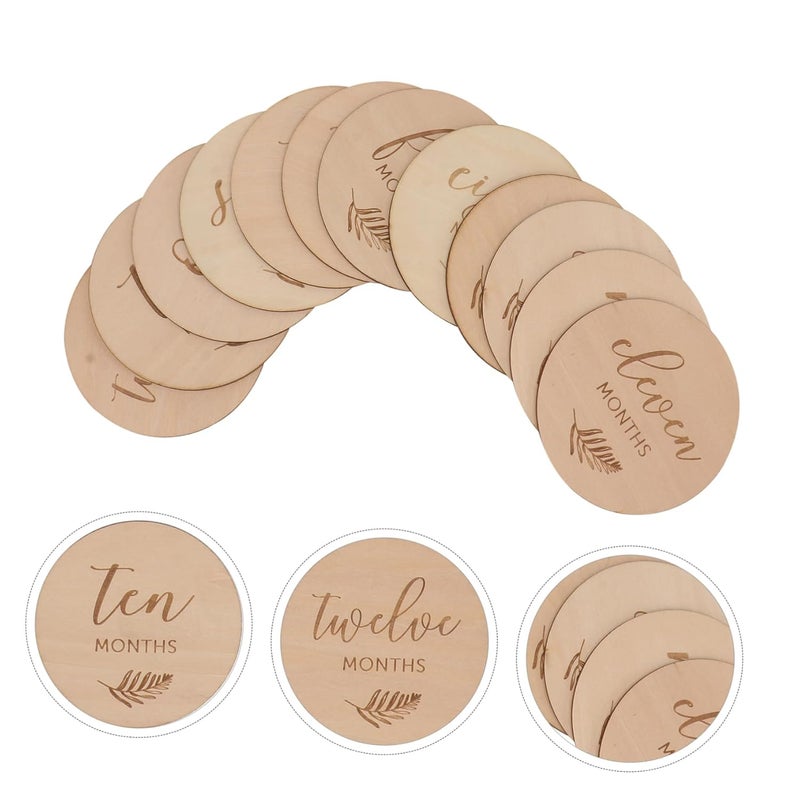 12Pcs Wooden Milestone Discs Double Sided For Baby Monthly Photo Props First Year - Image 5